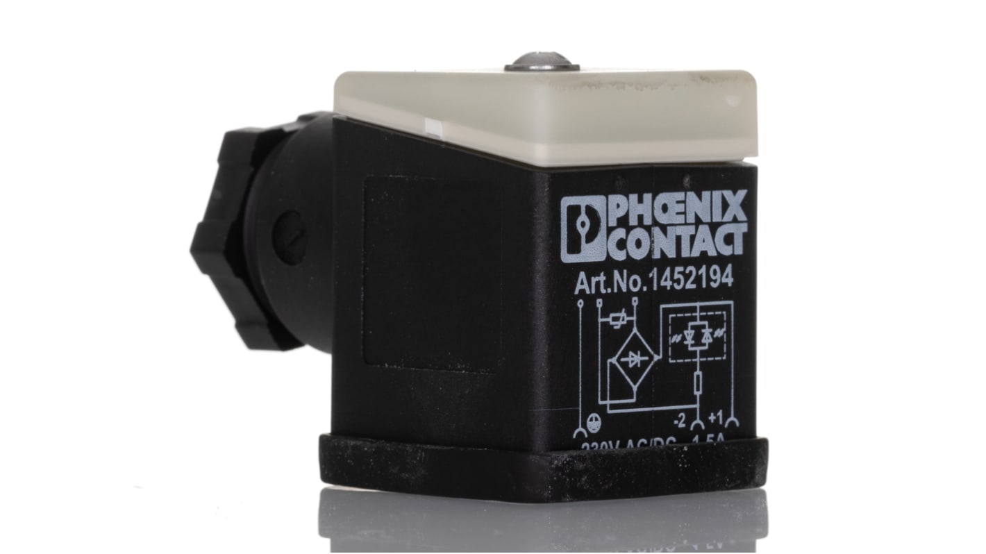 Phoenix Contact SACC 3P+E DIN 43650, Female DIN 43650 Solenoid Connector,  with Indicator Light, 230 V ac Voltage