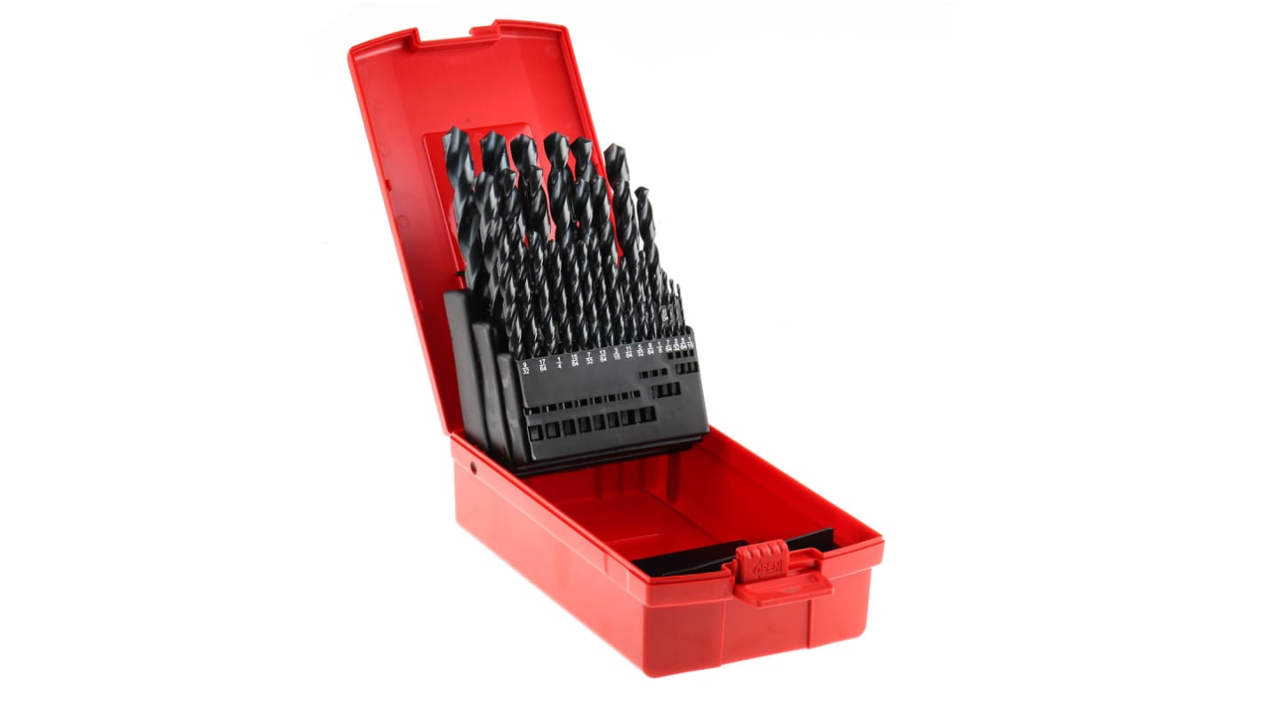 Dormer 29-Piece Twist Drill Bit Set for Multi-Material, 1/2in Max, 1/16in Min, HSS Bits