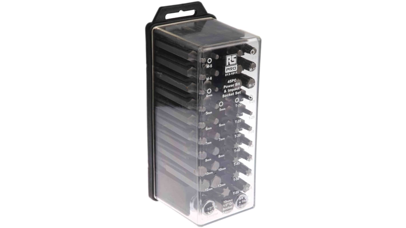 RS PRO 45-Piece Metric 1/2 in; 3/8 in Standard Socket/Bit Set