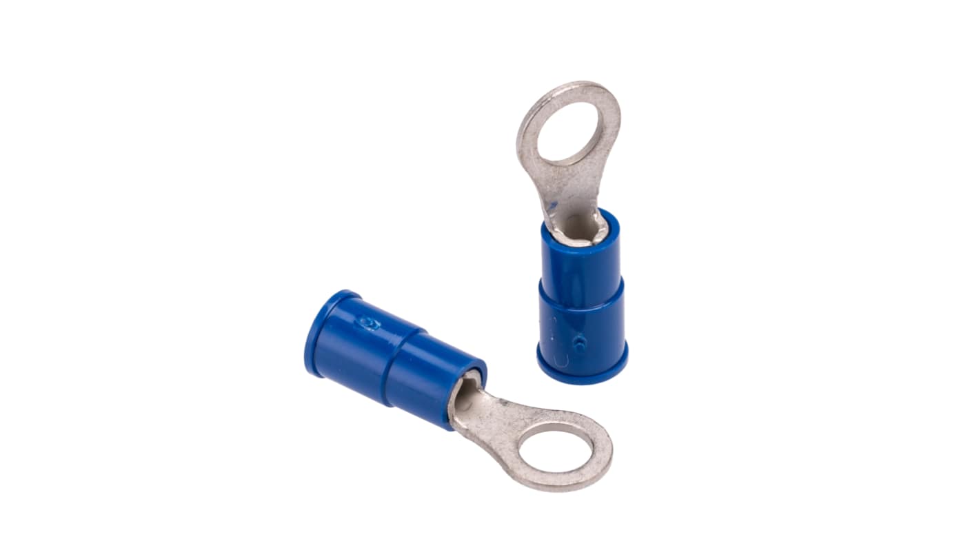Molex, 19054 Insulated Crimp Ring Terminal, 10 (M5) Stud Size, Blue