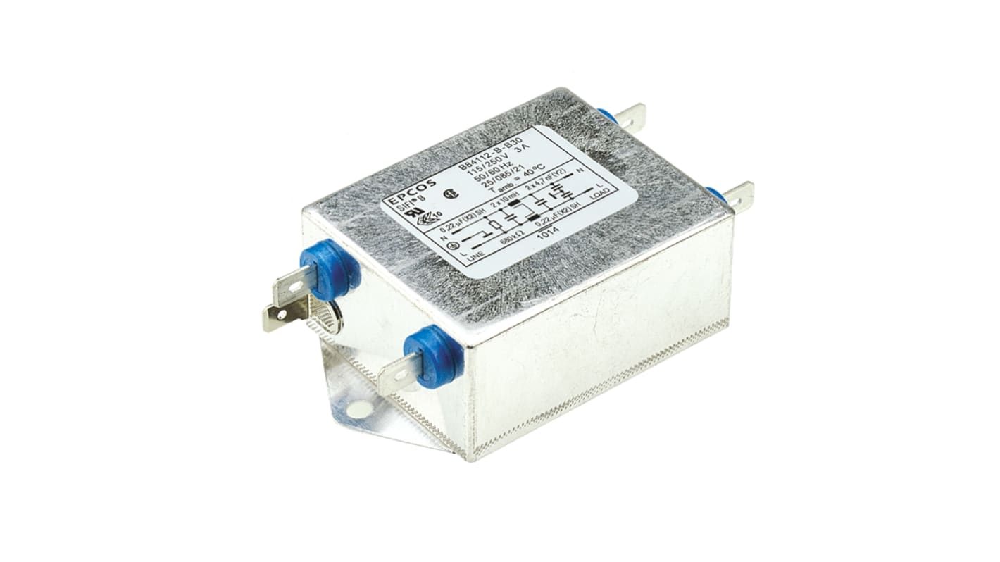 EPCOS, B84112B 3A 250 V ac 50 → 60Hz, Chassis Mount EMC Filter, Screw, Single Phase