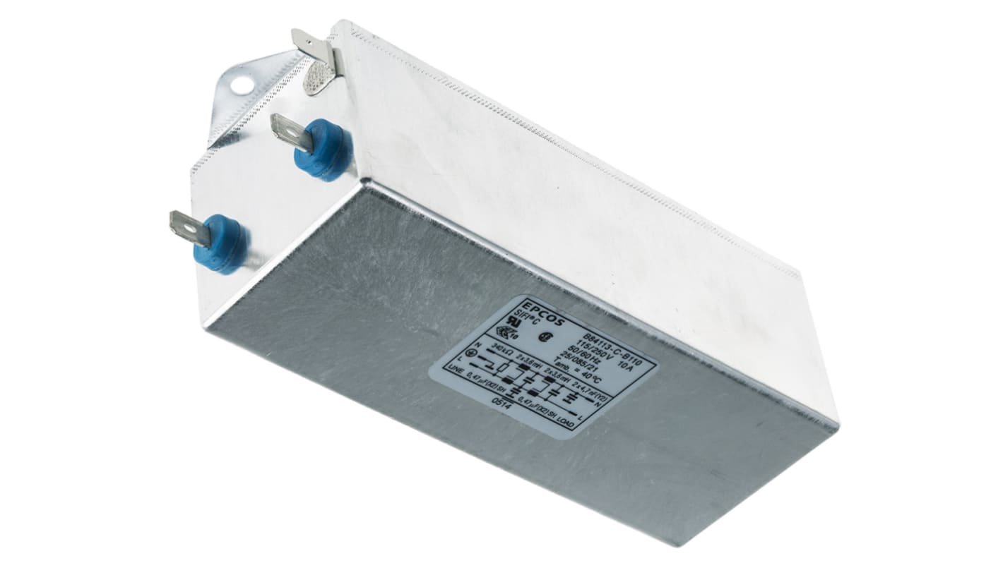 EPCOS, B84113C 10A 250 V ac/dc 50 → 60Hz, Chassis Mount EMC Filter, Tab, Single Phase
