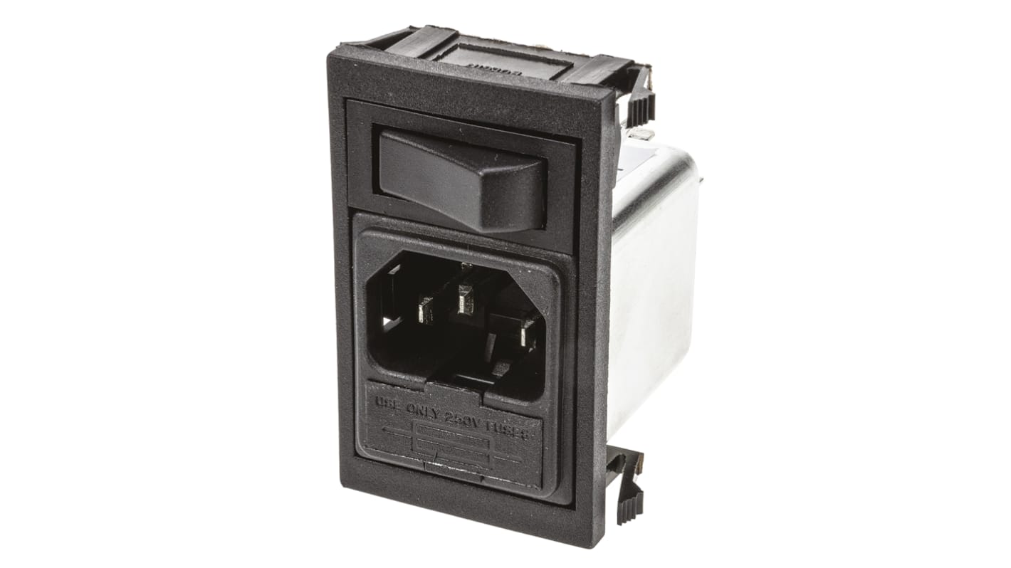 Bulgin IEC規格 C14 IECフィルタ, 6A 250 V ac スナップイン