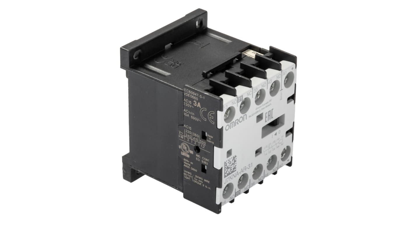 Omron J7KNA-AR Contactor, 230 V ac Coil, 4-Pole, 10 A, 3NO + 1NC