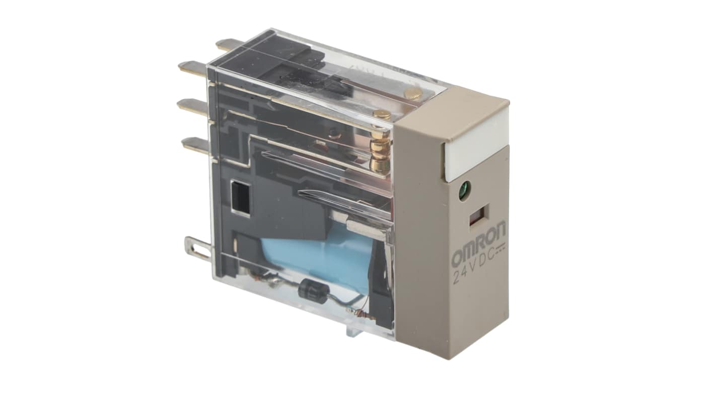 Omron G2R Monostabiles Relais 24V dc Spule 2-poliger Wechsler Steckrelais 5A 1113 Ω 530mW