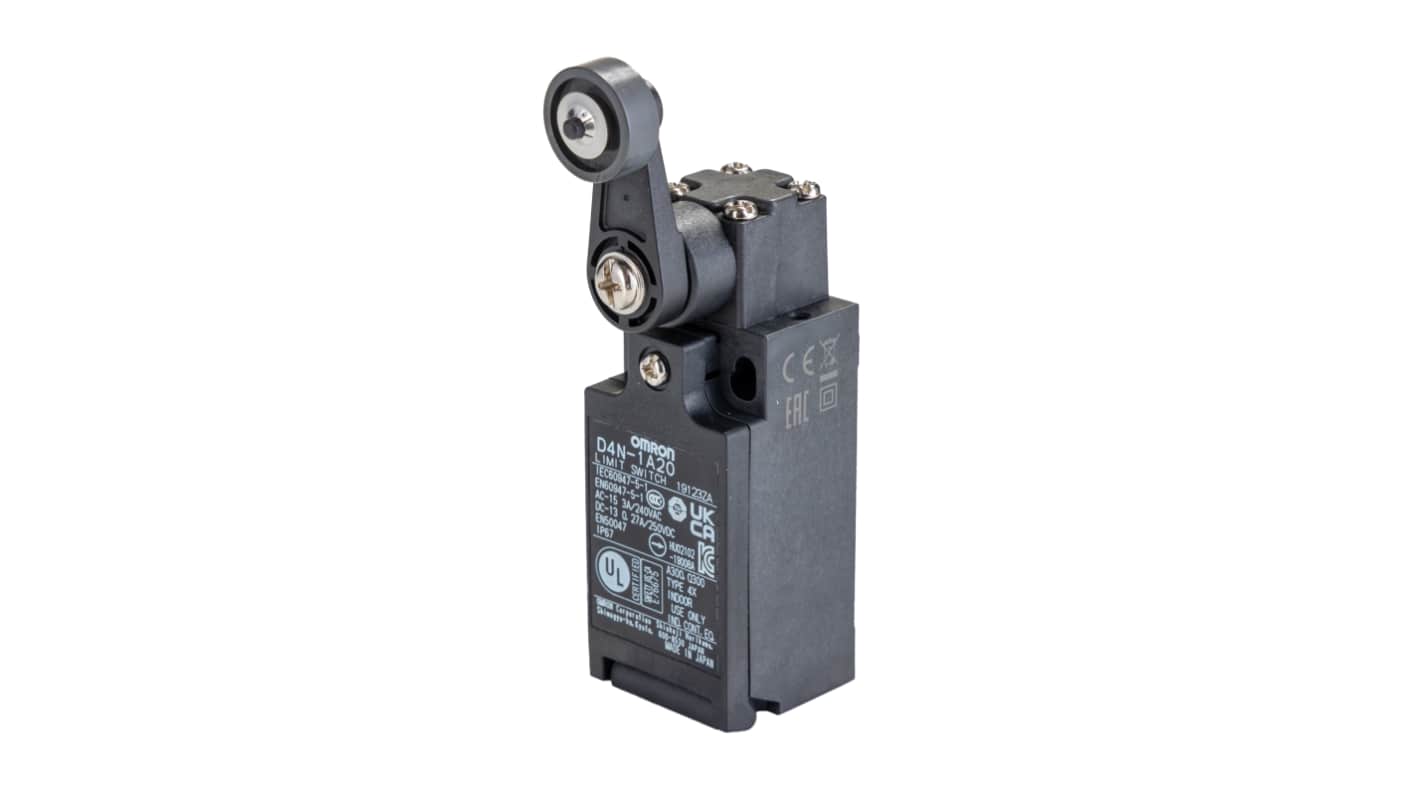 Interrupteur de fin de course Omron D4N, Levier à galet, 1 NF / 1 NO, 10A, 240V