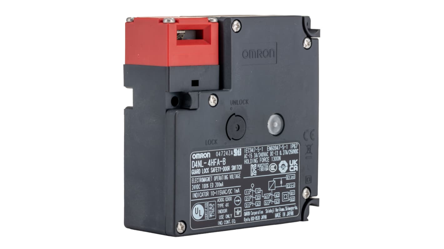 Omron D4NL Series Solenoid Interlock Switch, Power to Unlock, 24V dc, 2NC/3NC