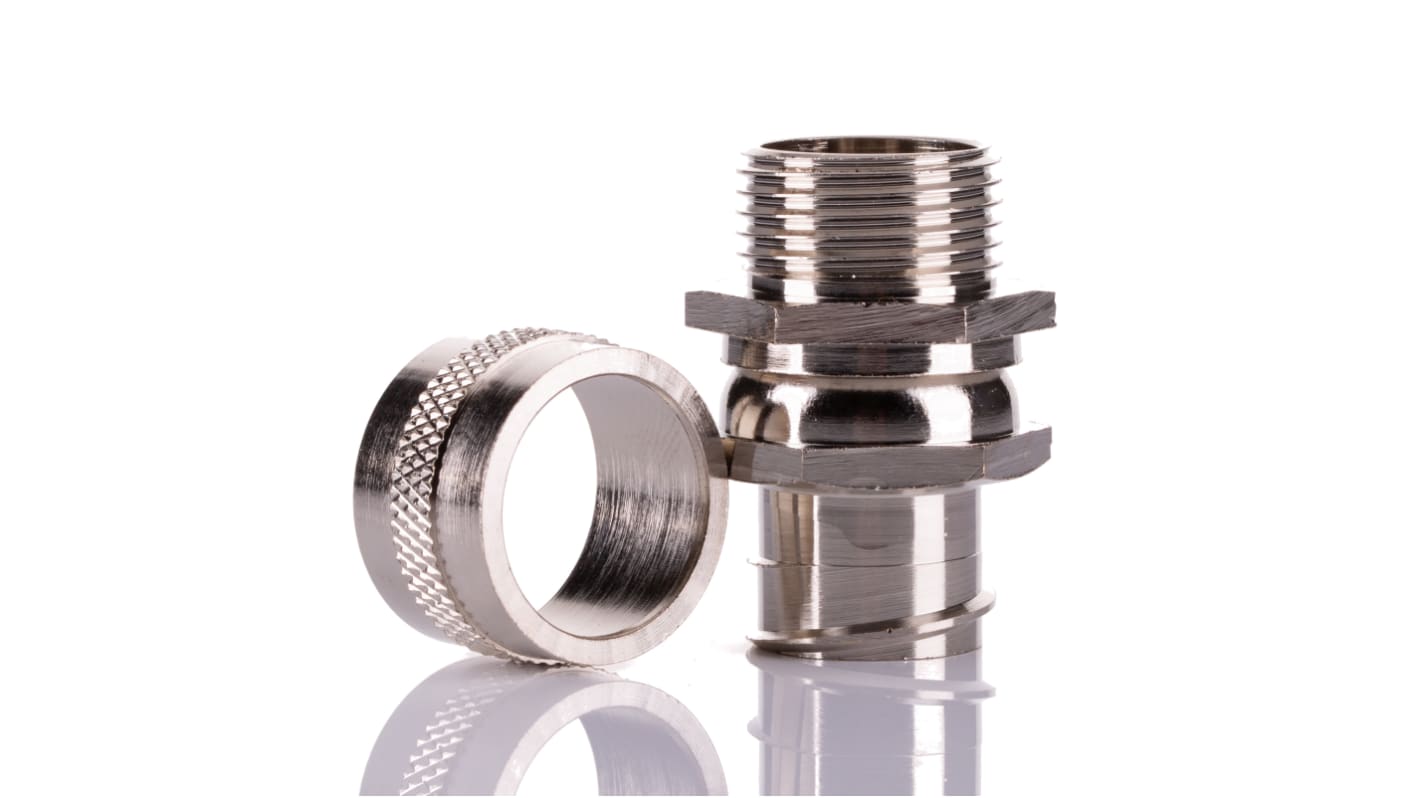 RS PRO Swivel, Conduit Fitting, 20mm Nominal Size, M20, Brass, Silver IP54 rating