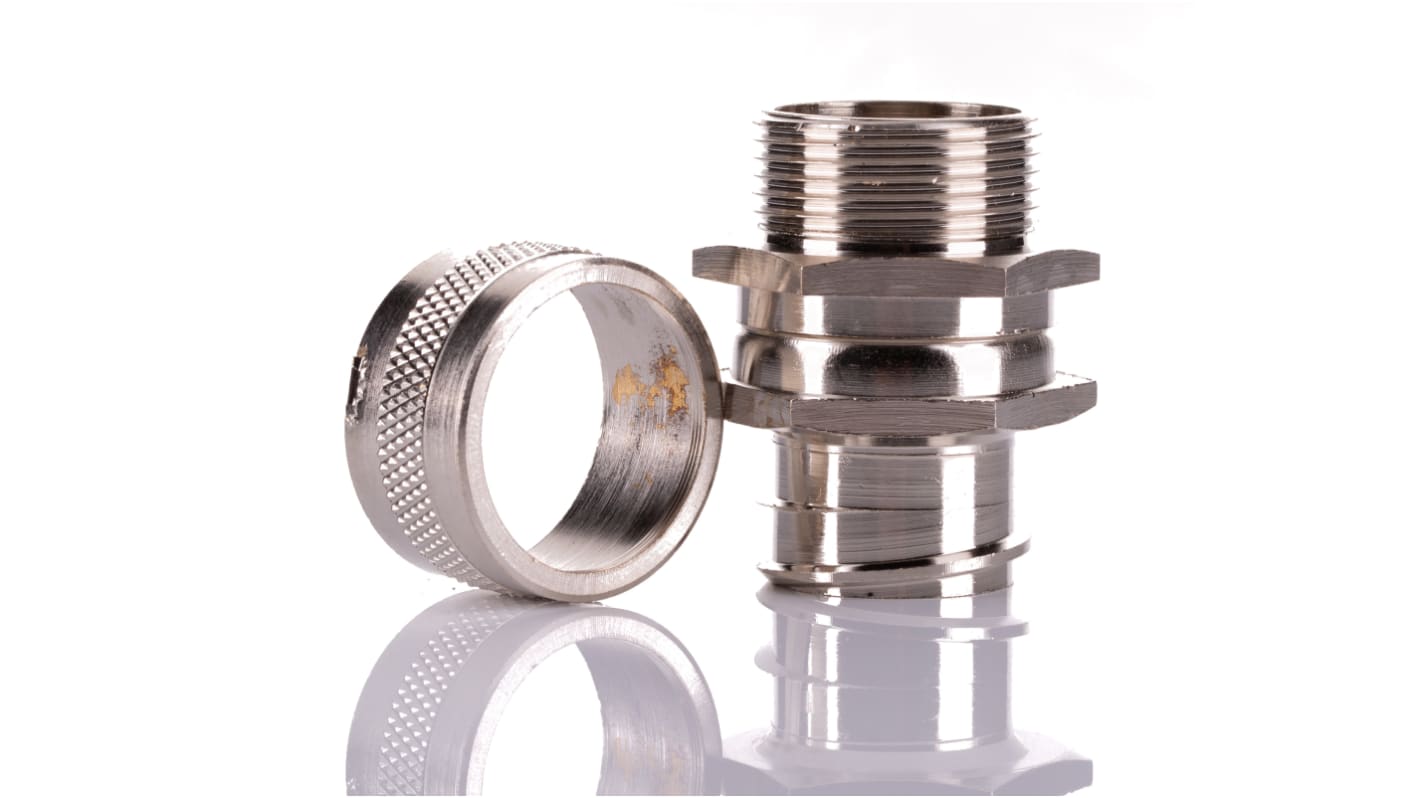RS PRO Swivel, Conduit Fitting, 25mm Nominal Size, M25, Brass, Silver IP54 rating