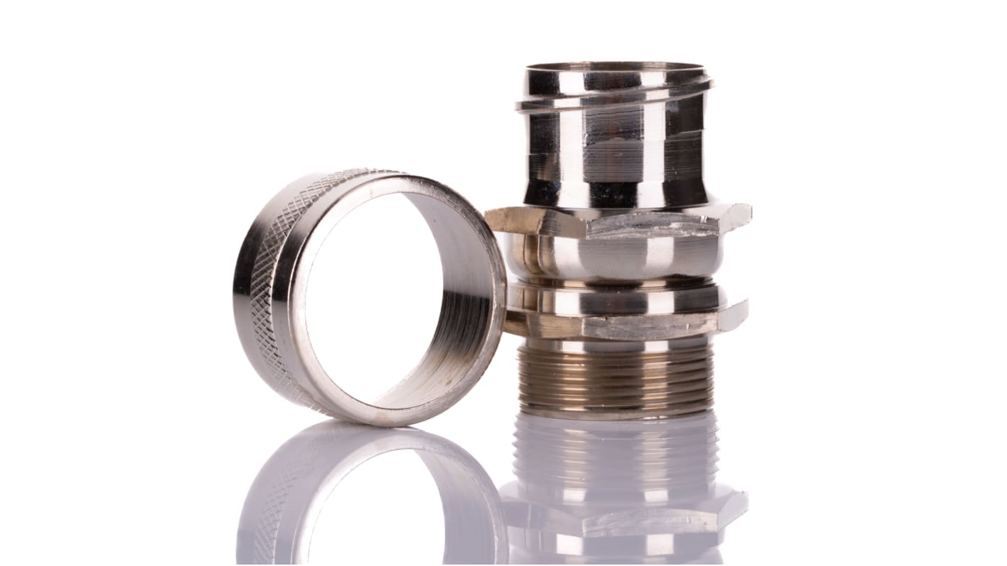 RS PRO Swivel, Conduit Fitting, 32mm Nominal Size, M32, Brass, Silver IP54 rating