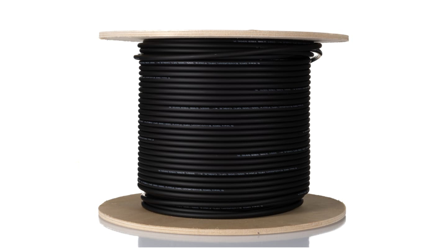 RS PRO OS2 Fibre Optic Cable, Black, 200m