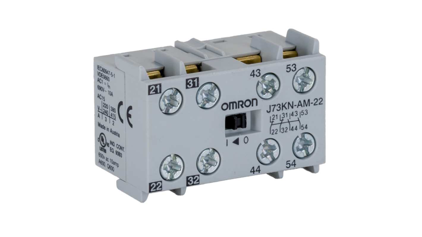 Omron Auxiliary Contact Block, 4 Contact, 2NC + 2NO J73KN