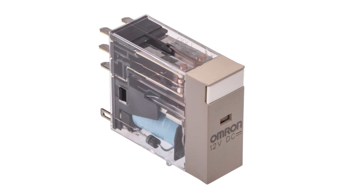 Omron Non-Latching Relay, 12V dc Coil, 5A Switching Current, DPDT