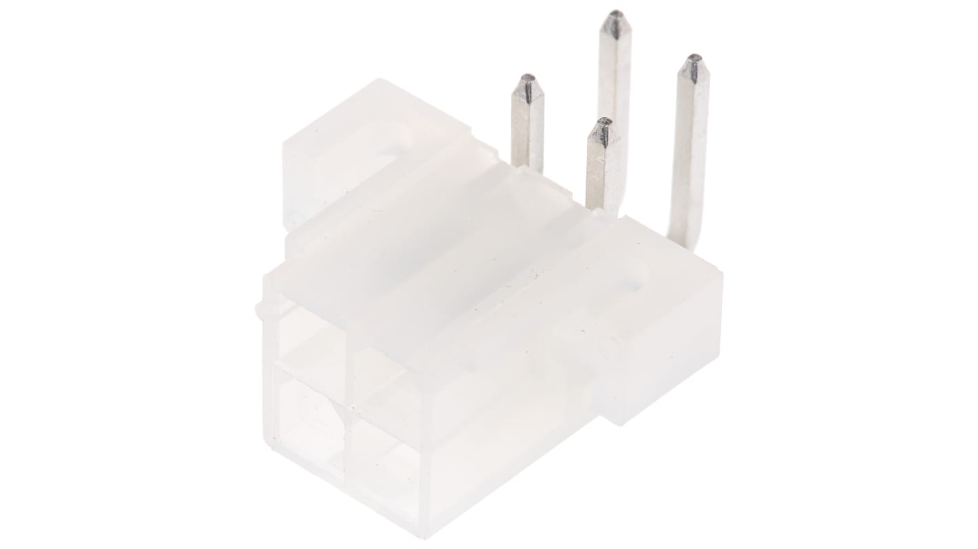 Molex Mini-Fit Jr. Series Right Angle Through Hole PCB Header, 4 Contact(s), 4.2mm Pitch, 2 Row(s), Shrouded