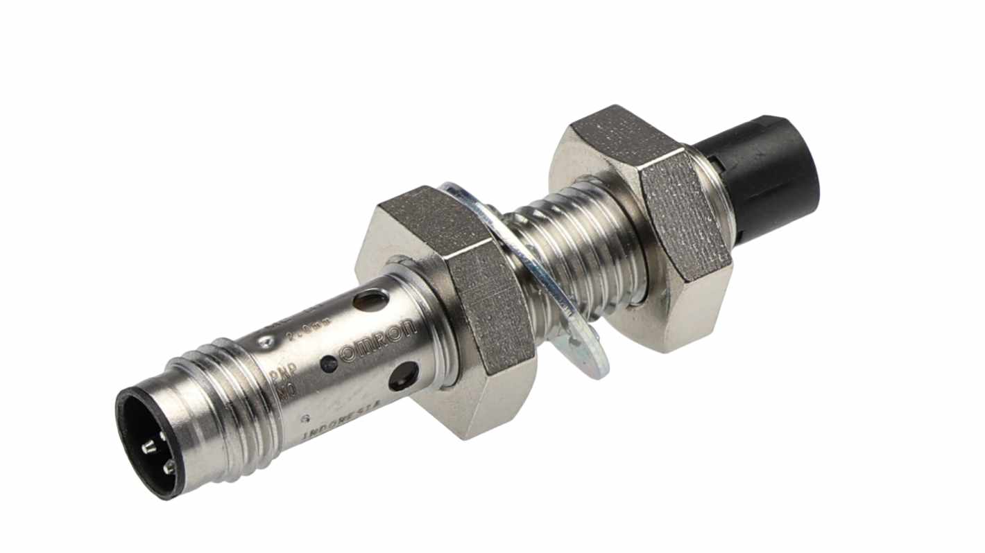 Omron Inductive Threaded Barrel Proximity Sensor, M8, 2 mm Detection, PNP NO, 10 → 30 V dc