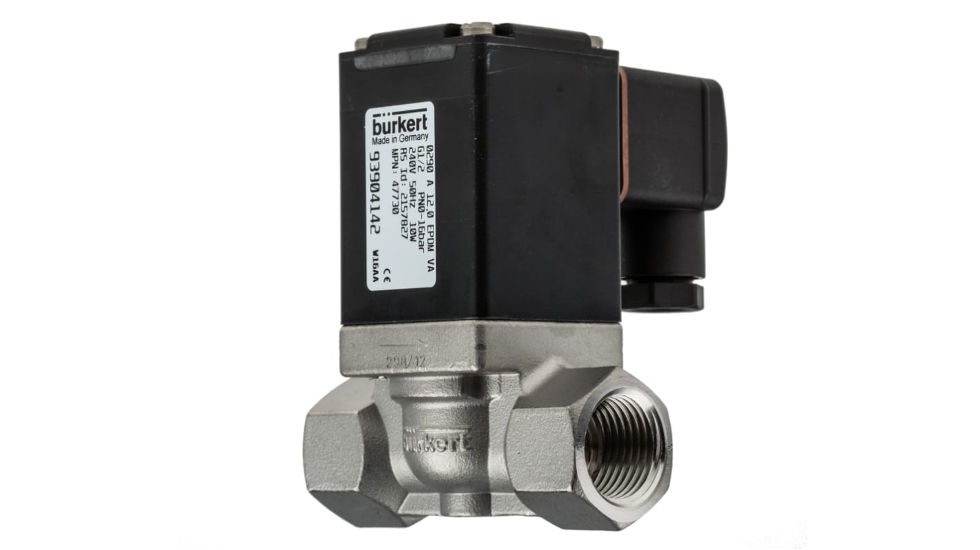 Elettrovalvola NC Burkert, 16 bar max, 2 porte , 240 V c.a., 1/2poll