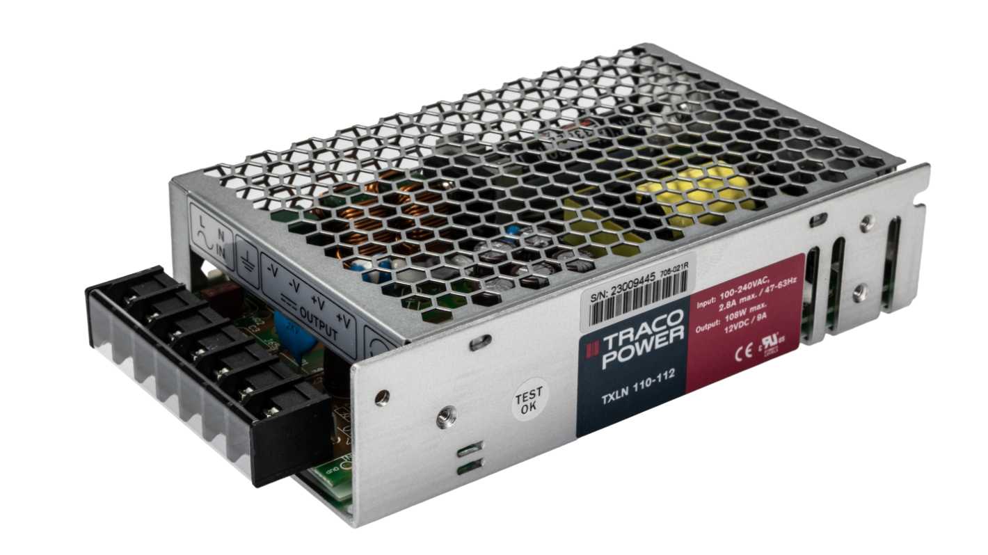 TRACOPOWER Switching Power Supply, TXLN 110-112, 12V dc, 9A, 110W, 1 Output, 88 → 264V ac Input Voltage