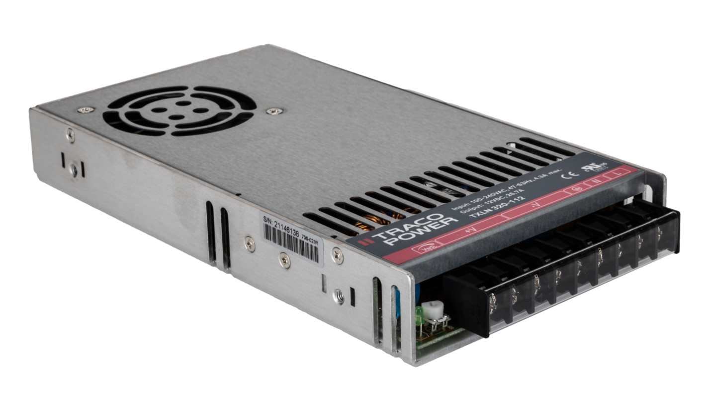 Alimentatore switching TRACOPOWER TXLN 320-112, 320W, ingresso 85 → 264V ca, uscita 12V cc, 26.7A TXLN 320