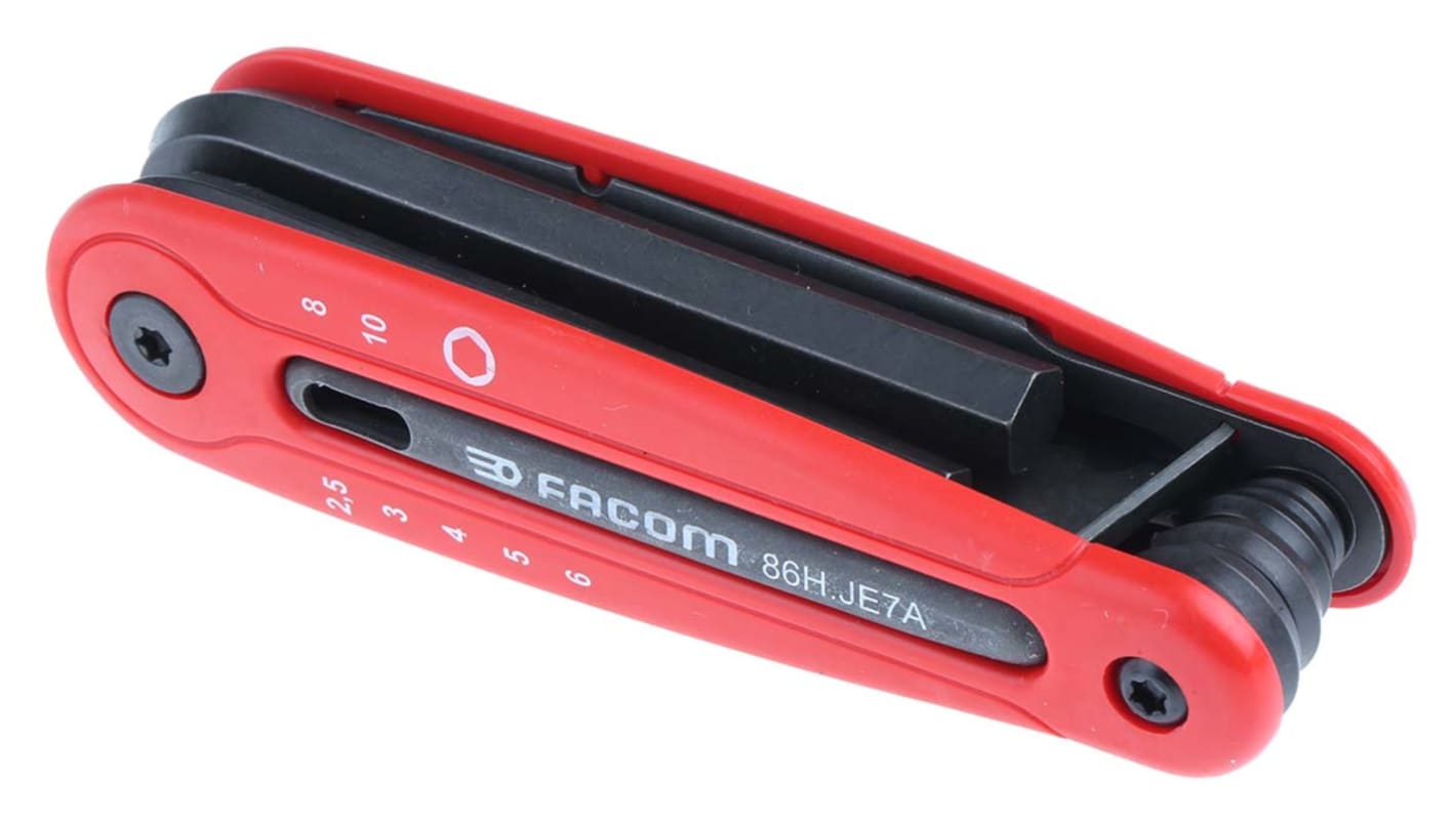 Facom 7 piece Folding Hex Key Set, 2.4, 3, 4, 5, 6, 8 10mm