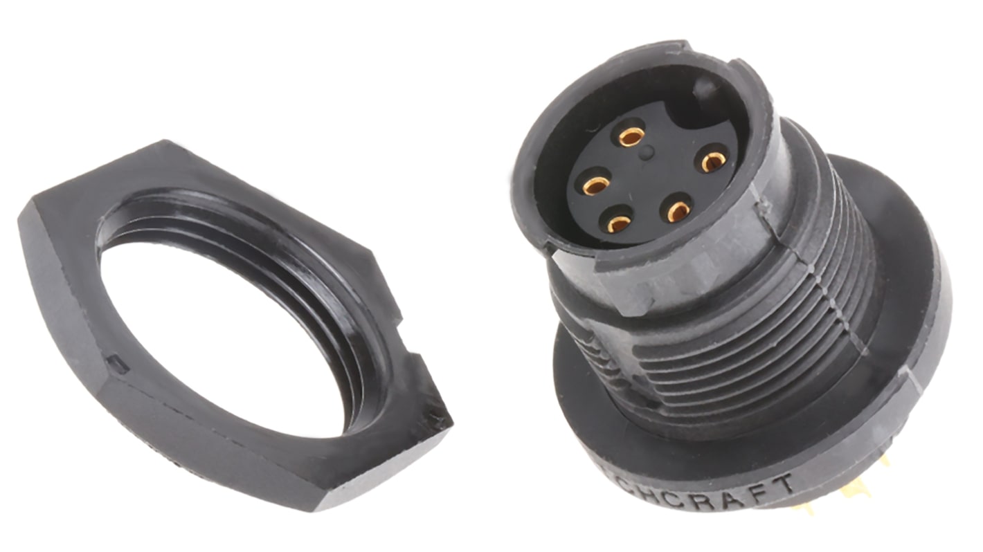 Switchcraft Circular Connector, 5 Contacts, Panel Mount, Socket, Female, IP68, IP69K, EN3 Series