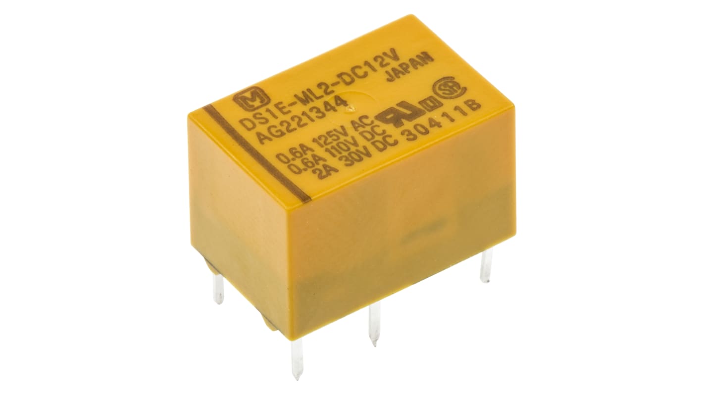 Panasonic Signalrelais Printrelais, 12V dc Spule, 1-poliger Wechsler, 2A, 250V ac / 220V dc, Durchsteckmontage