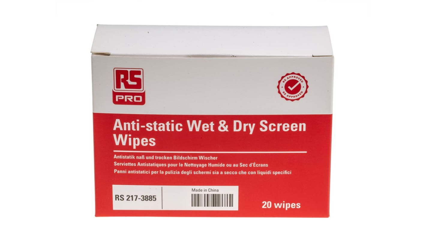 RS PRO Wet Screen Wipes, Box of 20