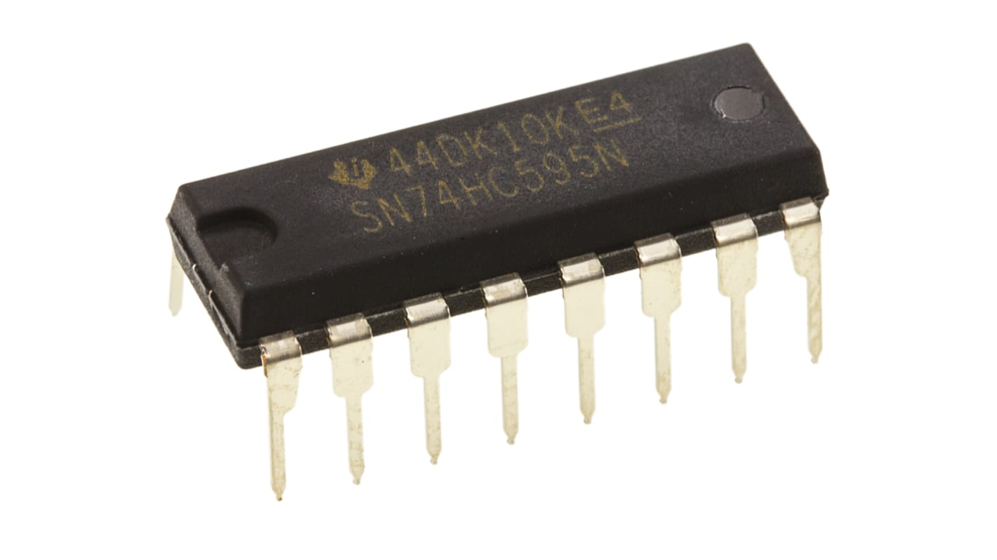 Texas Instruments SN74HC595N 8-stage Through Hole Shift Register HC, 16-Pin PDIP