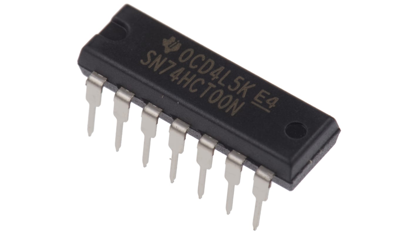 Texas Instruments SN74HCT00N, Quad 2-Input NAND Logic Gate, 14-Pin PDIP