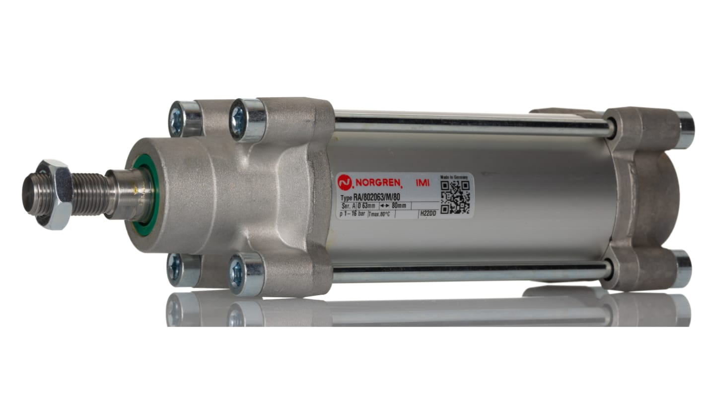 Norgren Double Acting Cylinder - 63mm Bore, 80mm Stroke, RA Series, Double Acting