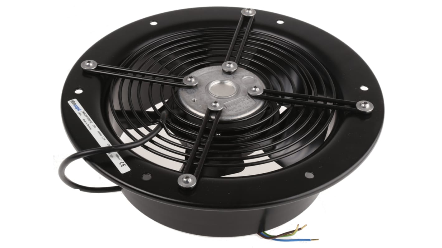 ebm-papst W4S200 Series Axial Fan, 230 V ac, AC Operation, 375m³/h, 40W, 300mA Max, 200 x 80mm