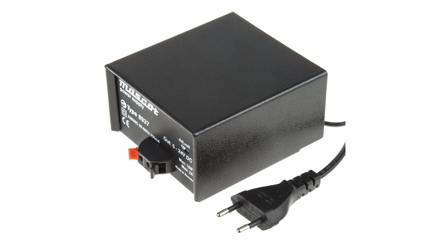 Mascot 18W Power Brick AC/DC Adapter 5 → 24V dc Output, 2A Output