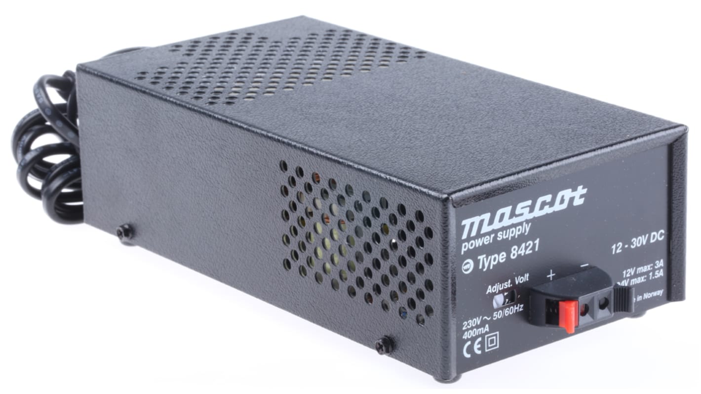 Mascot 36W Power Brick AC/DC Adapter 12 → 30V dc Output, 3A Output