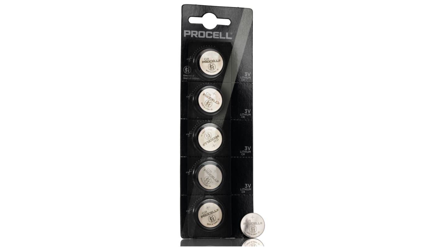 Duracell Procell CR2016 Button Batteries, 3V, 20mm Diameter