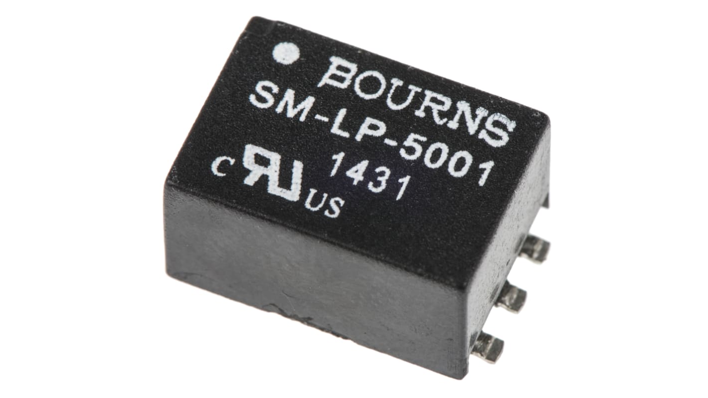 Bourns 脉冲变压器, 匝数比1:1, 初级电感3.8H, 贴片安装, 0.2kHz至4kHz, 9.6 x 7.36 x 14mm