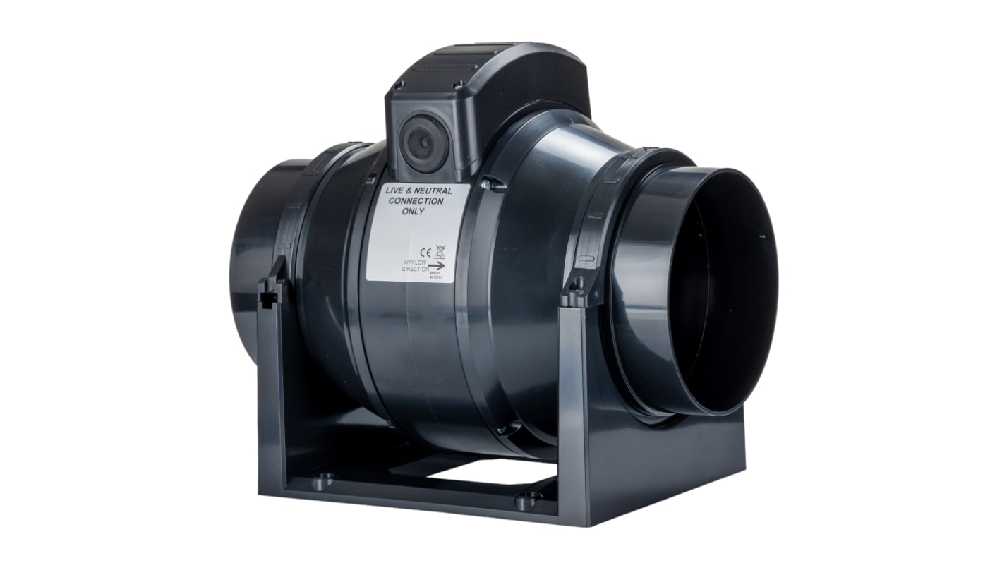 RS PRO Round In Line Extractor Fan, 500m³/h, 31dB, Double Insulated with Motor Fitted and Timer, Duct Size 125mm