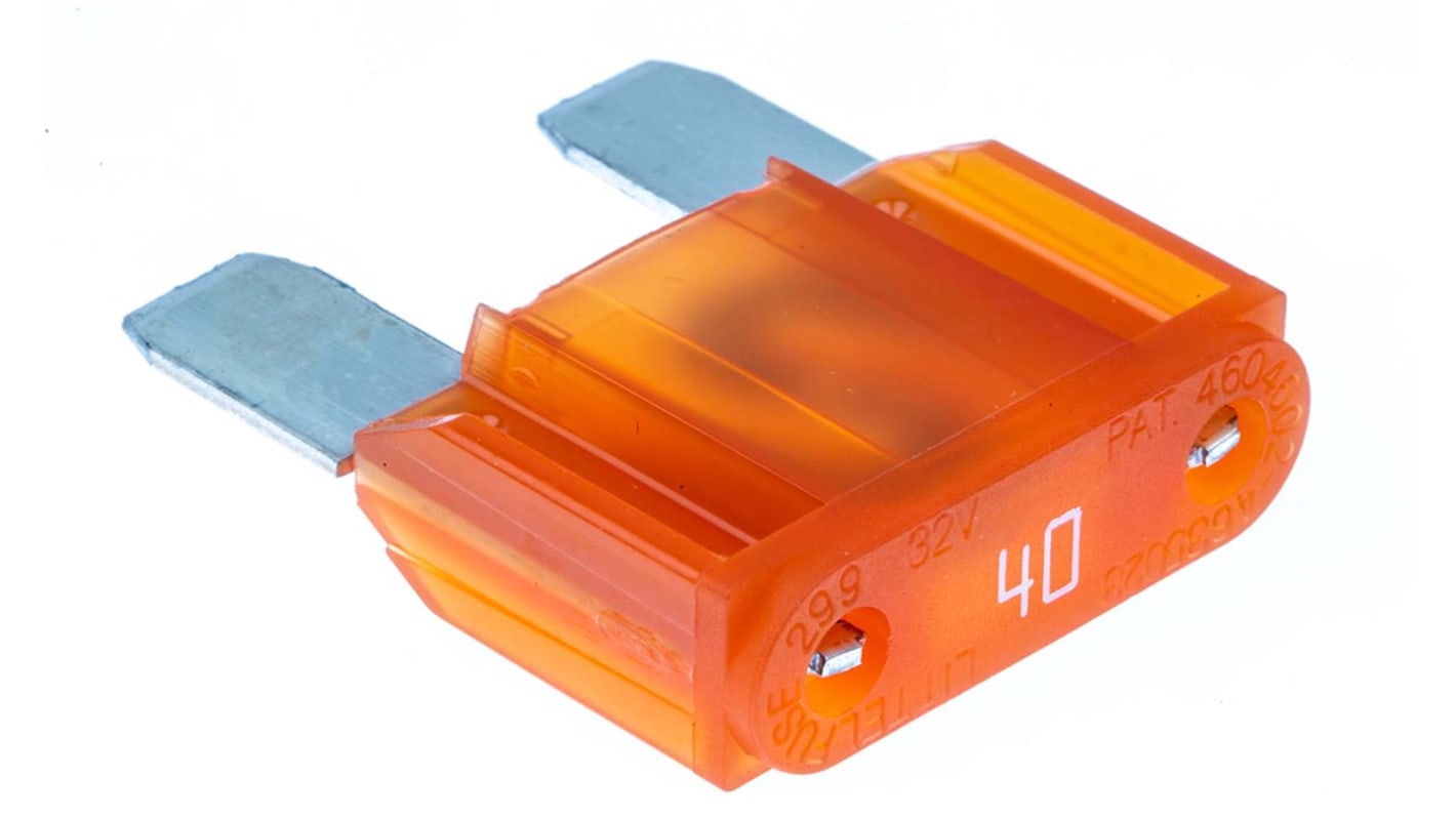 Littelfuse 插片式汽车保险丝, Maxi插片, 40A, 32V 直流, T熔断, 最高+125°C, 橙色, 酚醛树脂主体