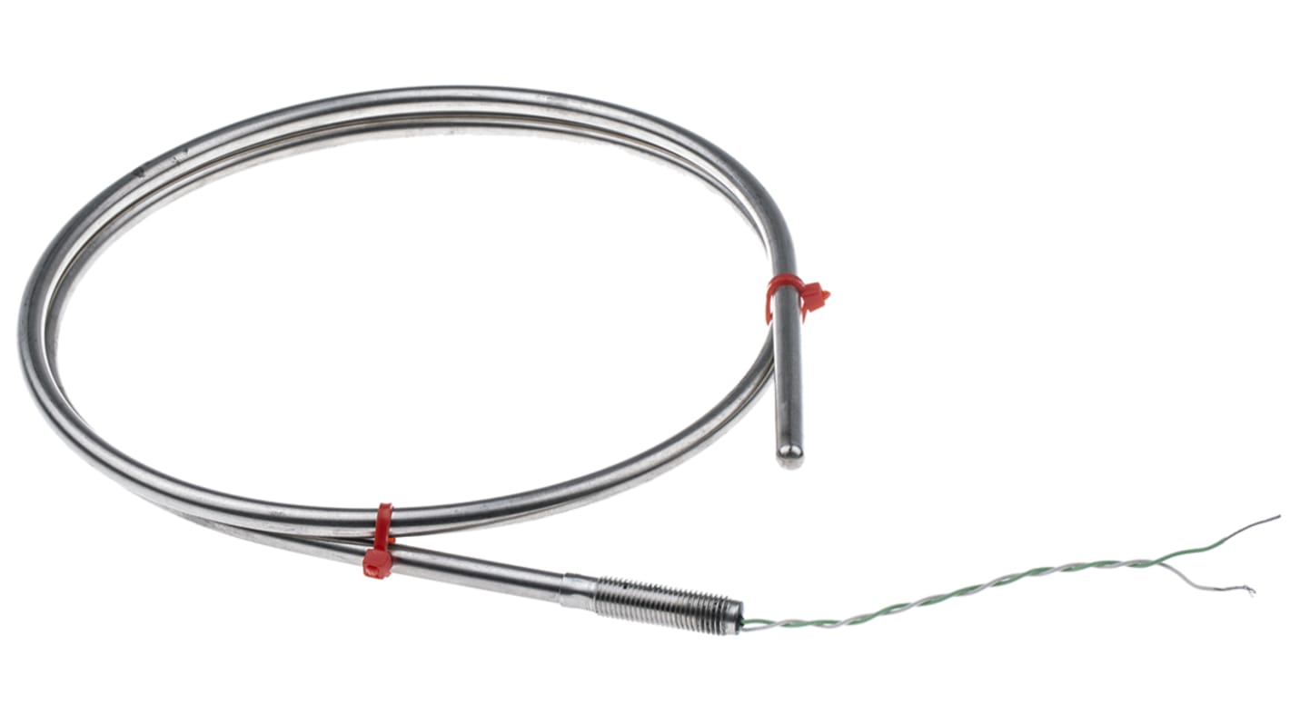Termopar tipo K RS PRO, Ø sonda 6mm x 1m, temp. máx +1100°C, cable de 100mm, conexión Extremo de cable pelado