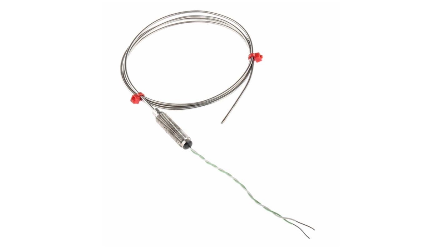 RS PRO K型矿物绝缘热电偶, 探头Φ1.5mm x 1m, 可测+1100°C, 线长100mm, 裸线尾线接端, 铬镍铁合金600探头