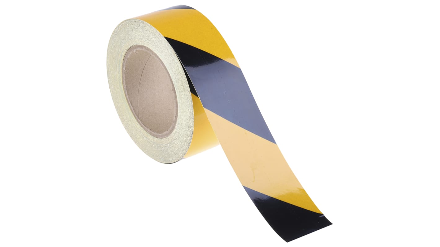 Ruban réfléchissant RS PRO , Noir/Jaune, en Feuille d'aluminium, 25m x 50mm