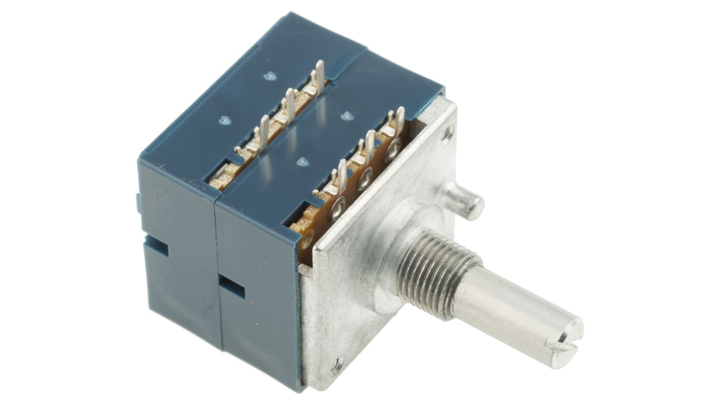 Potencjometr węglowy 10kΩ typ Obrotowy Alps Alpine średnica wału 6 mm 0.05W długość wału 20mm Montaż panelowy,