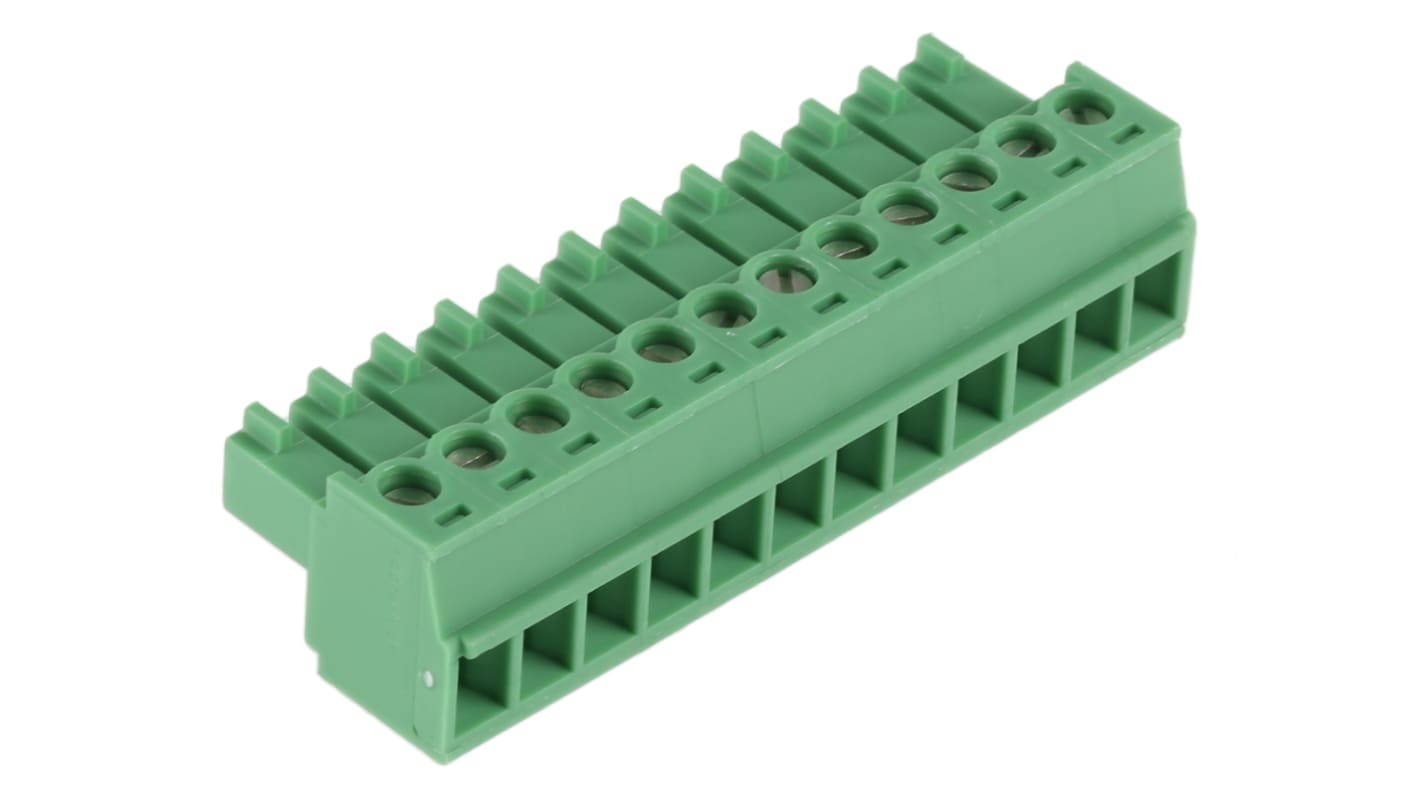 Phoenix Contact, 3.81mm Pitch, MC 1.5/12-ST-3.81, 12 Way, , Pluggable Terminal Block, Plug, Cable Mount, Screw