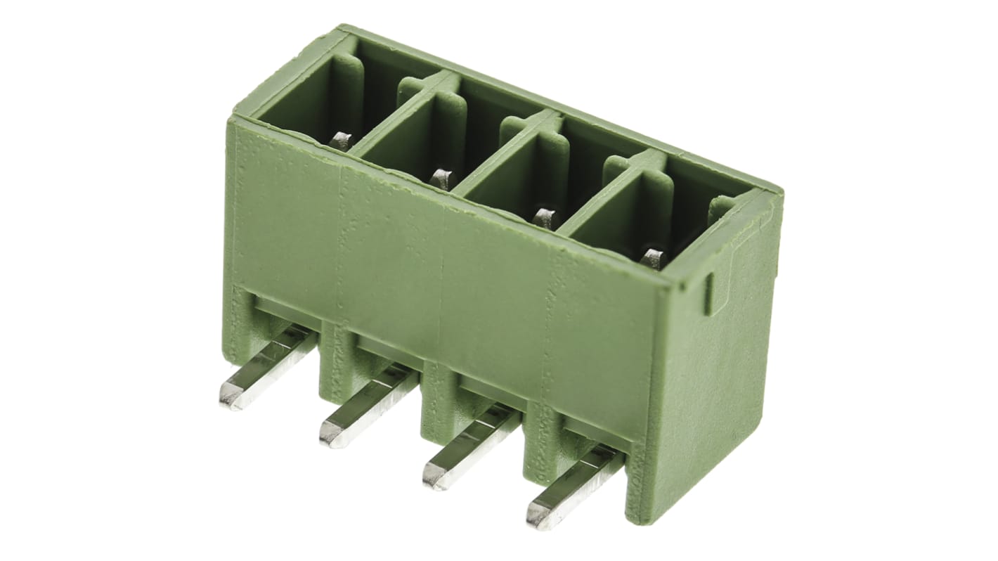 Phoenix Contact 3.81mm Pitch 4 Way Right Angle Pluggable Terminal Block, Header, Through Hole, Solder Termination