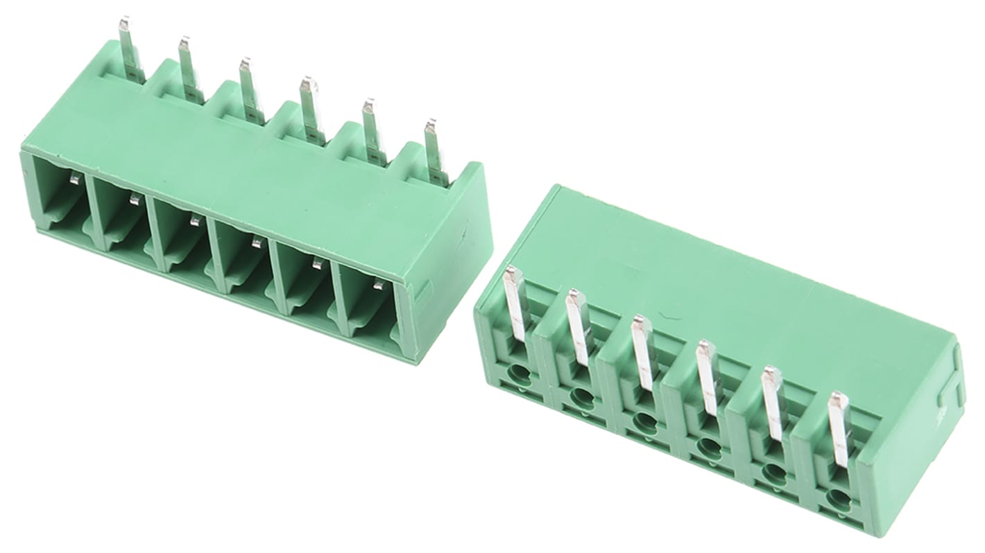 Phoenix Contact 3.81mm Pitch 6 Way Right Angle Pluggable Terminal Block, Header, Through Hole, Solder Termination