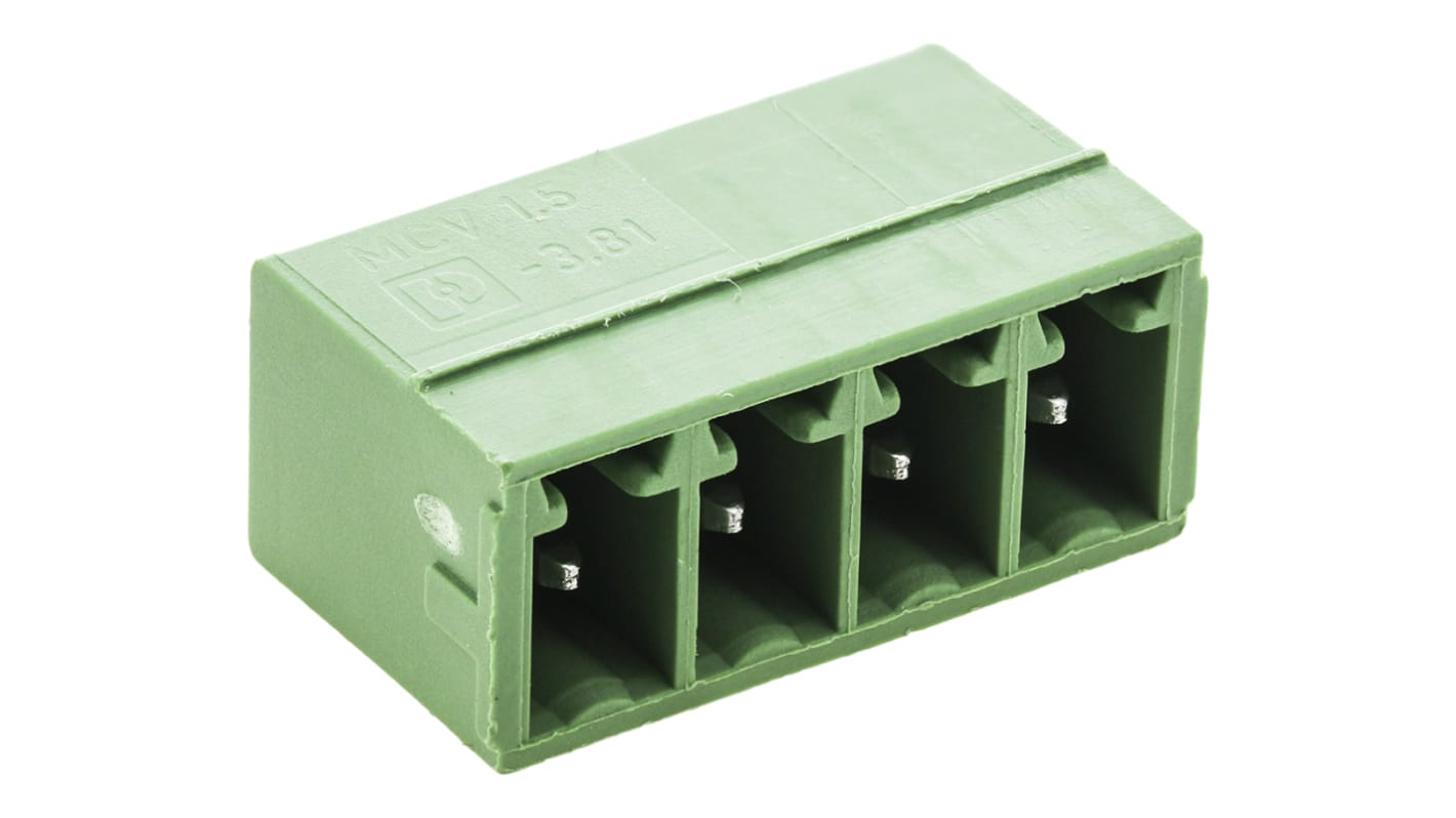 Conector macho para PCB Phoenix Contact serie MCV 1.5/ 4-G-3.81 de 4 vías, 1 fila, paso 3.81mm, para soldar