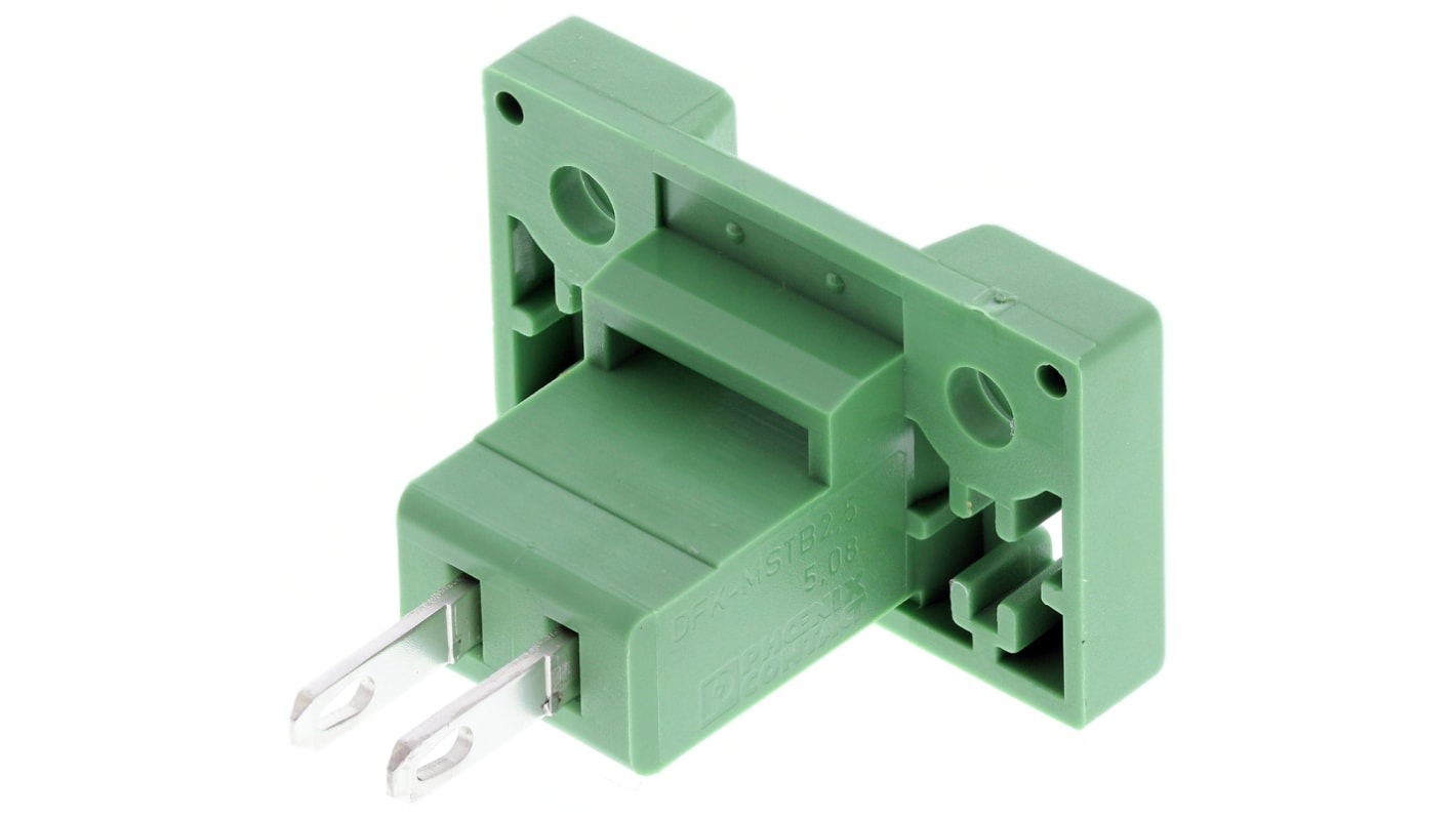 Phoenix Contact 5.08mm Pitch 2 Way Pluggable Terminal Block, Feed Through Header, Panel Mount, Solder/Slip on