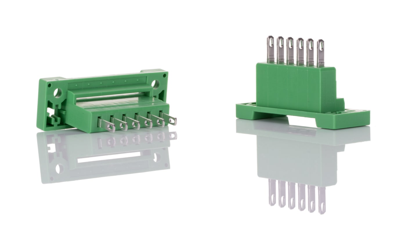 Phoenix Contact 5.08mm Pitch 6 Way Pluggable Terminal Block, Feed Through Header, Panel Mount, Solder/Slip on