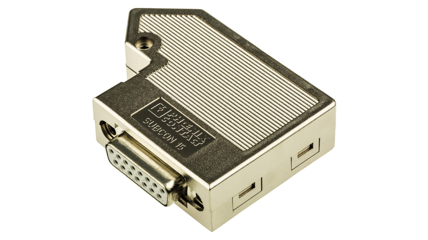 Phoenix Contact DB15针D-Sub连接器母座, 直角, 电缆安装, 螺钉端接, 50 V, 100mA, SUBCON 15/F-SH系列