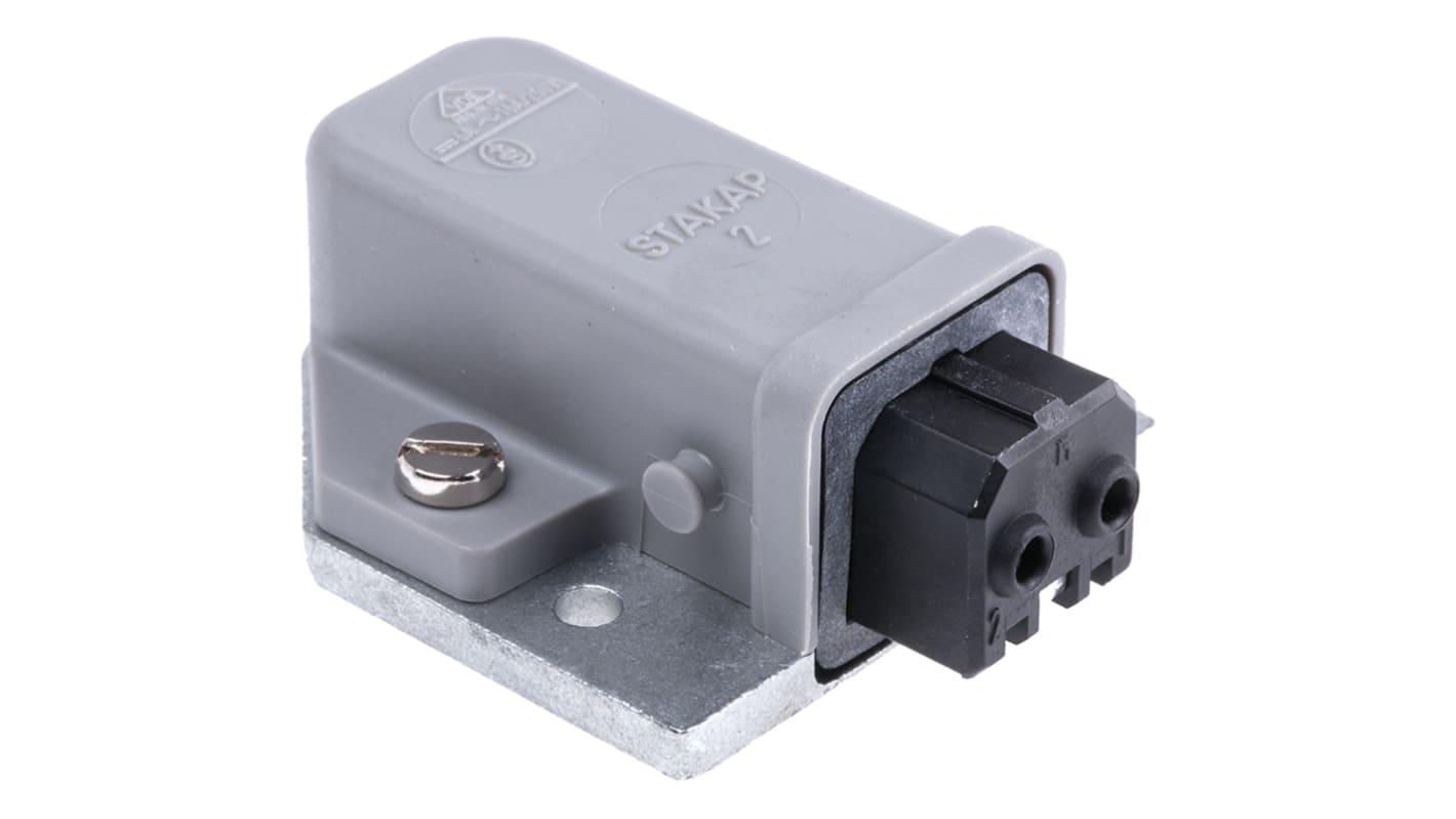 Hirschmann, ST IP20 Grey Panel Mount 2P Industrial Power Plug, Rated At 16A, 250 V