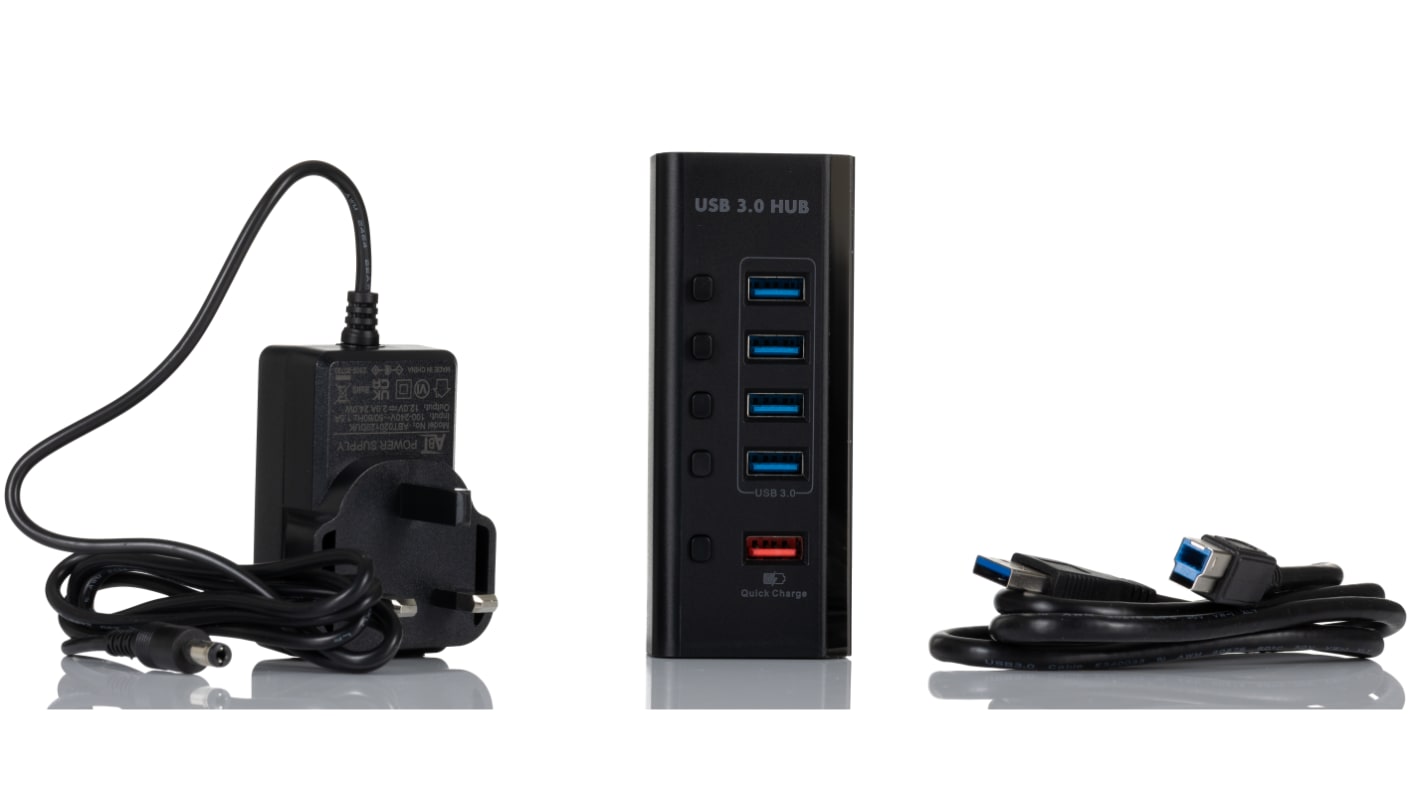 Hub USB RS PRO USB 3.0 5 Connettore maschio di rete USB A