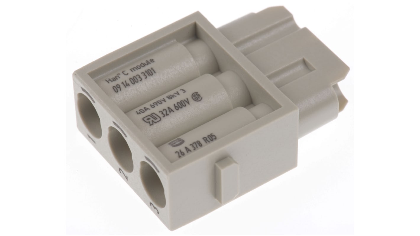09140033101 | HARTING Heavy Duty Power Connector Module, 40A 09140033101 | HARTING Heavy Duty Power Connector Module, 40A